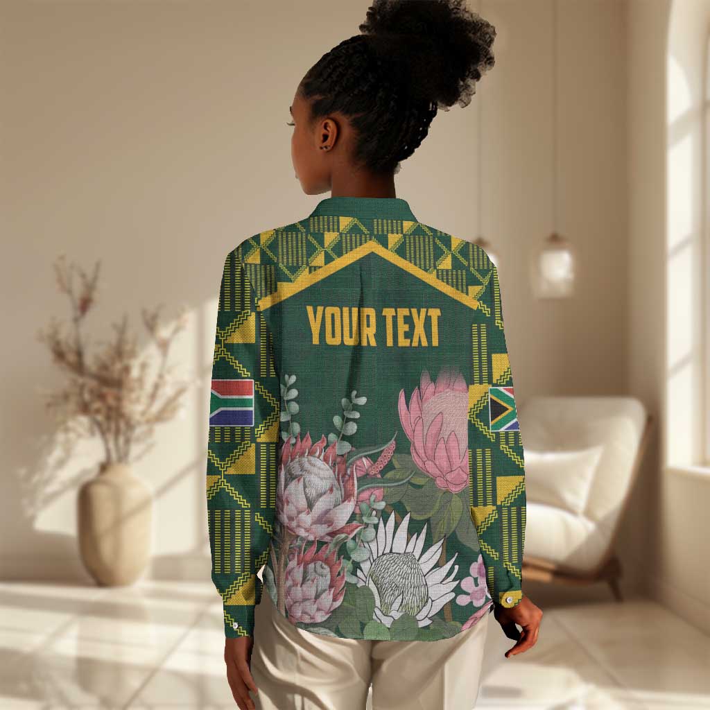 Personalized South Africa With Afro King Protea Women Casual Shirt Kente Patterns LT18