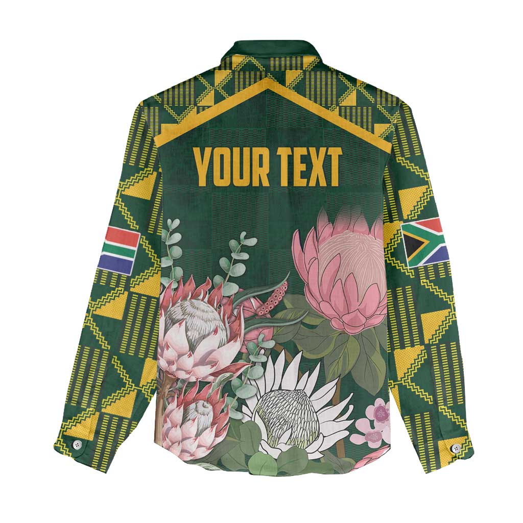 Personalized South Africa With Afro King Protea Women Casual Shirt Kente Patterns LT18