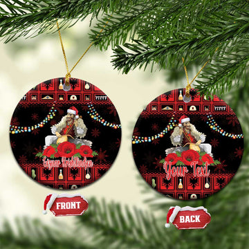 Personalized Albania Christmas Ceramic Ornament Albanian Man Playing Lahuta With Red Poppy LT18