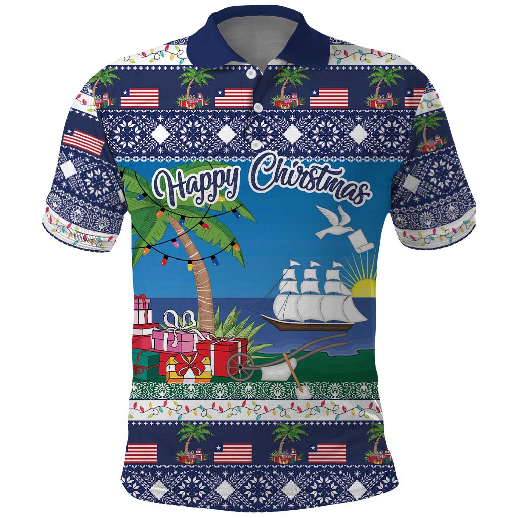 Personalized Liberia Christmas Polo Shirt The Love of Liberty Brought Us Here LT18
