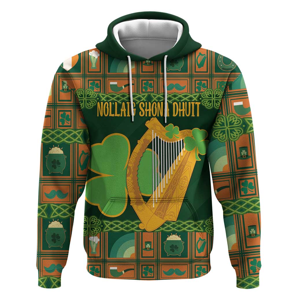 Personalized Ireland Christmas Hoodie Irish Harp With Lucky Shamrock LT18
