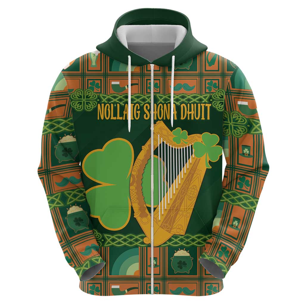 Personalized Ireland Christmas Hoodie Irish Harp With Lucky Shamrock LT18