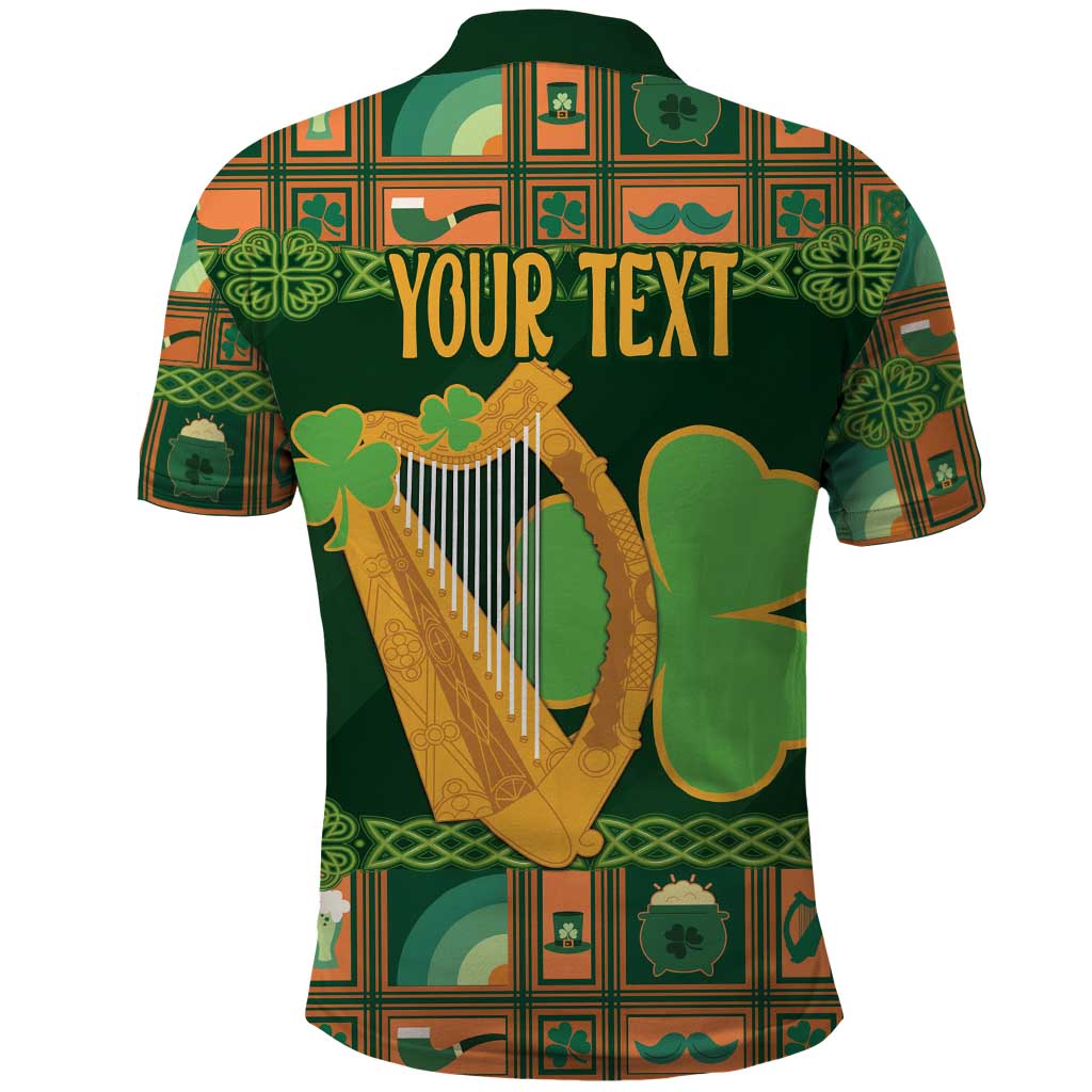 Personalized Ireland Christmas Polo Shirt Irish Harp With Lucky Shamrock LT18