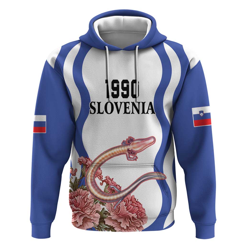 Custom Slovenia Independence Day Hoodie The Olm With Carnation Flowers LT18