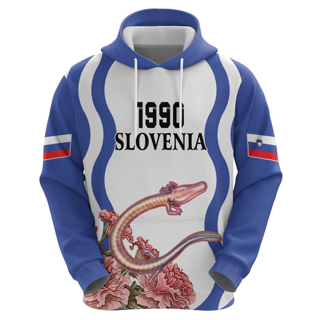 Custom Slovenia Independence Day Hoodie The Olm With Carnation Flowers LT18
