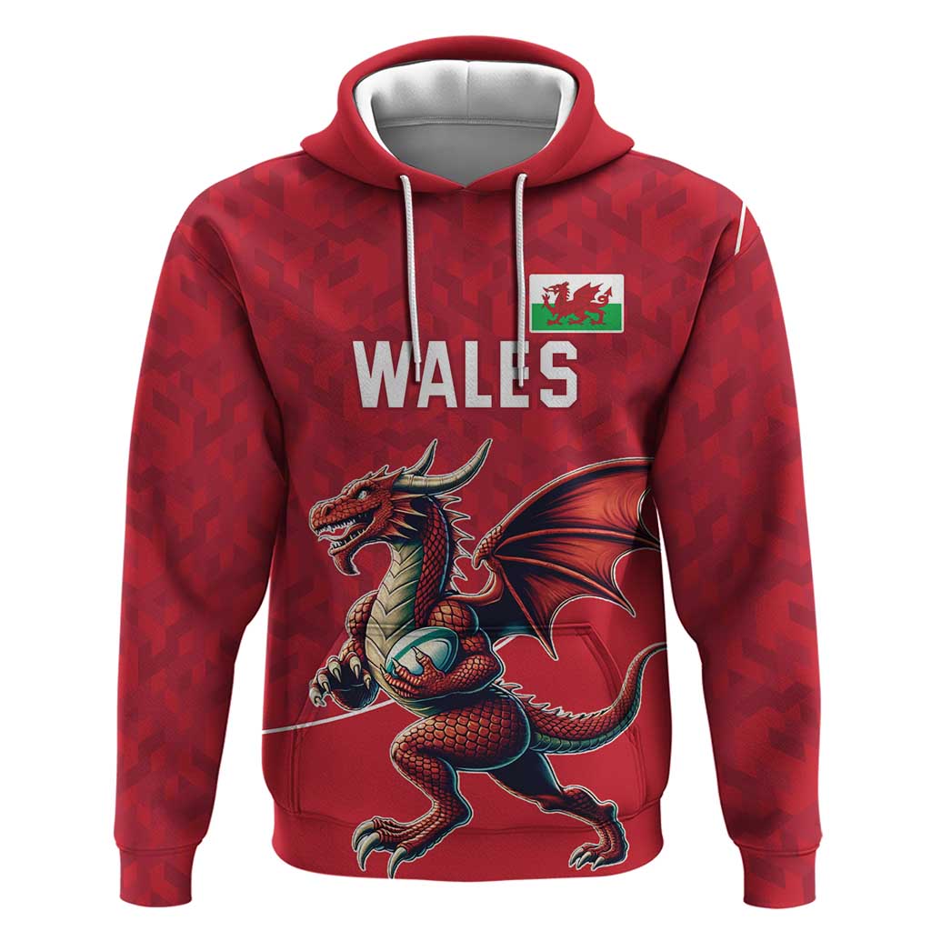 Custom Wales Rugby Hoodie Welsh Dragon Mascot Red Version LT18