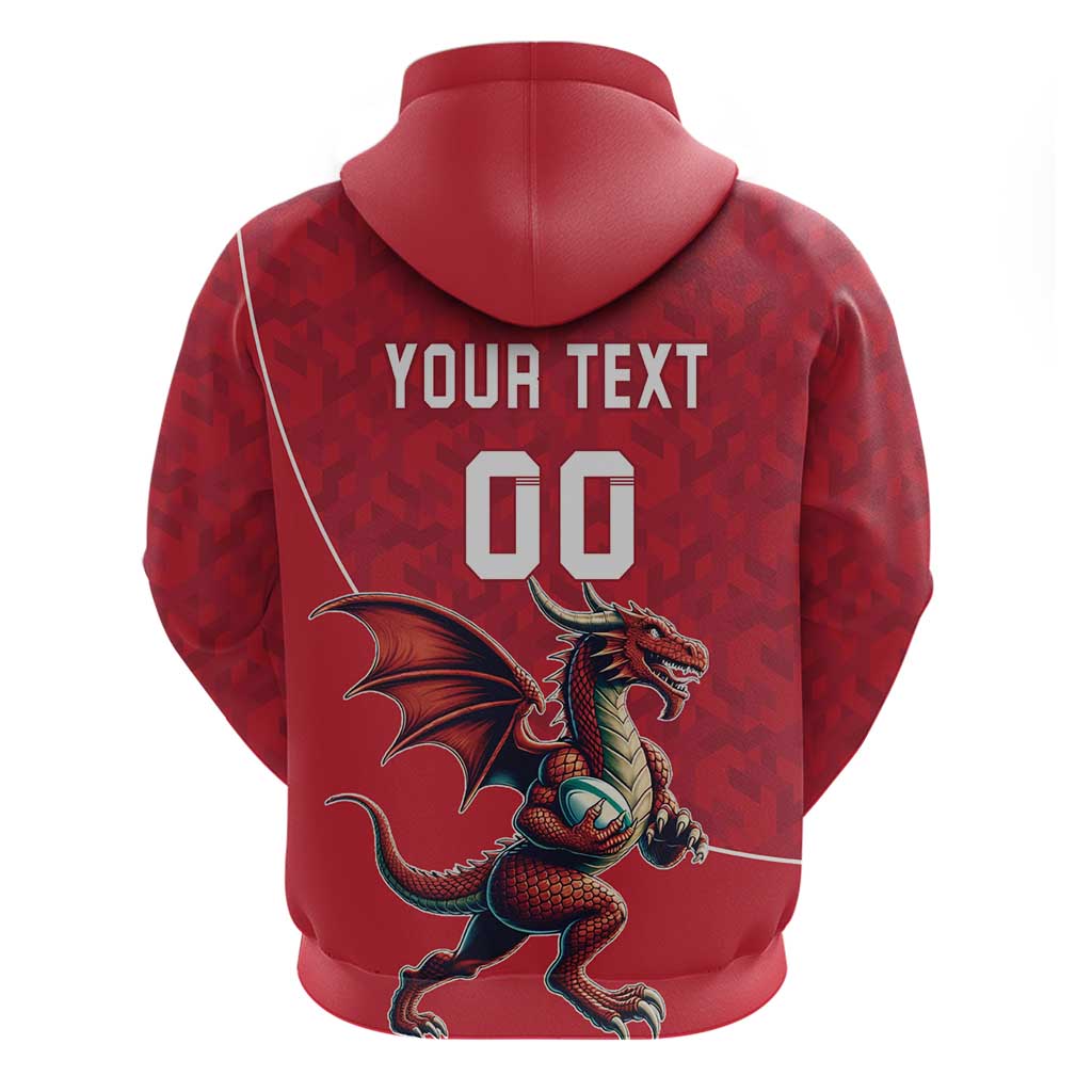 Custom Wales Rugby Hoodie Welsh Dragon Mascot Red Version LT18