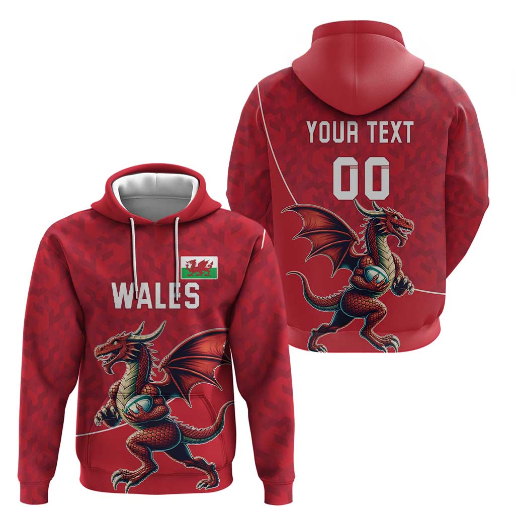 Custom Wales Rugby Hoodie Welsh Dragon Mascot Red Version LT18