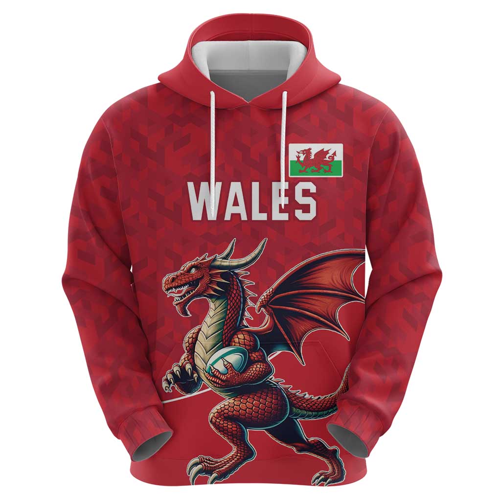Custom Wales Rugby Hoodie Welsh Dragon Mascot Red Version LT18