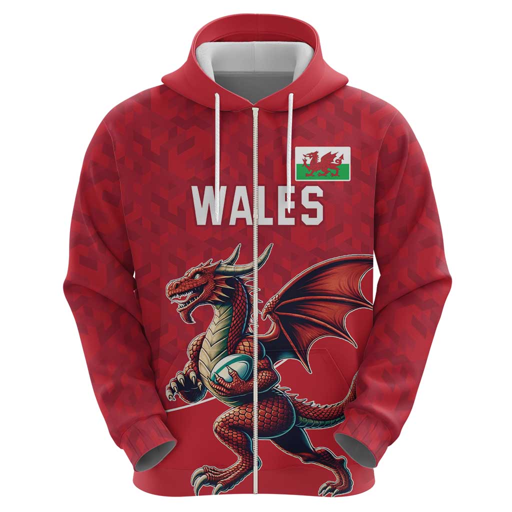 Custom Wales Rugby Hoodie Welsh Dragon Mascot Red Version LT18