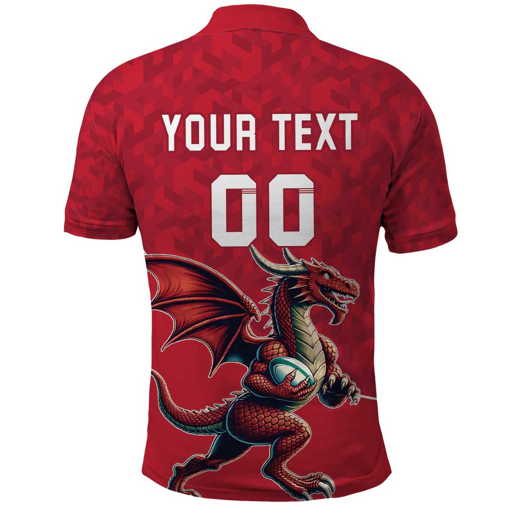 Custom Wales Rugby Polo Shirt Welsh Dragon Mascot Red Version LT18