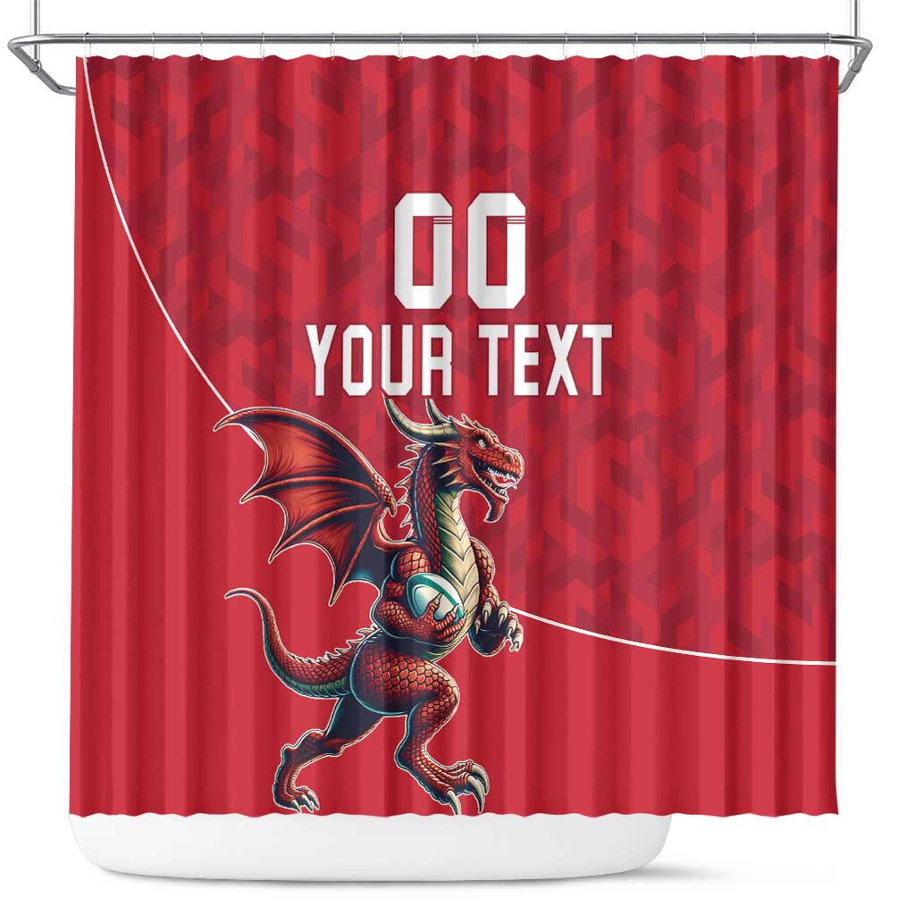 Custom Wales Rugby Shower Curtain Welsh Dragon Mascot Red Version LT18