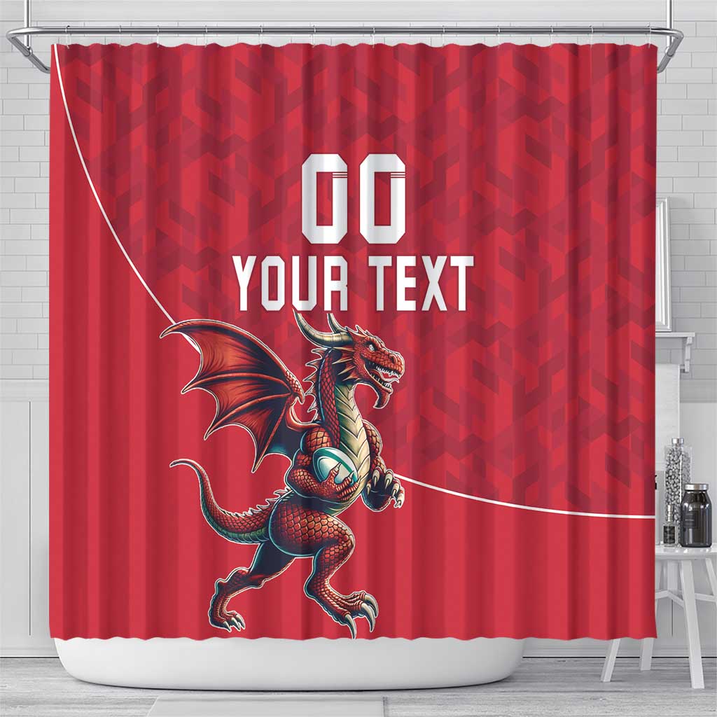 Custom Wales Rugby Shower Curtain Welsh Dragon Mascot Red Version LT18