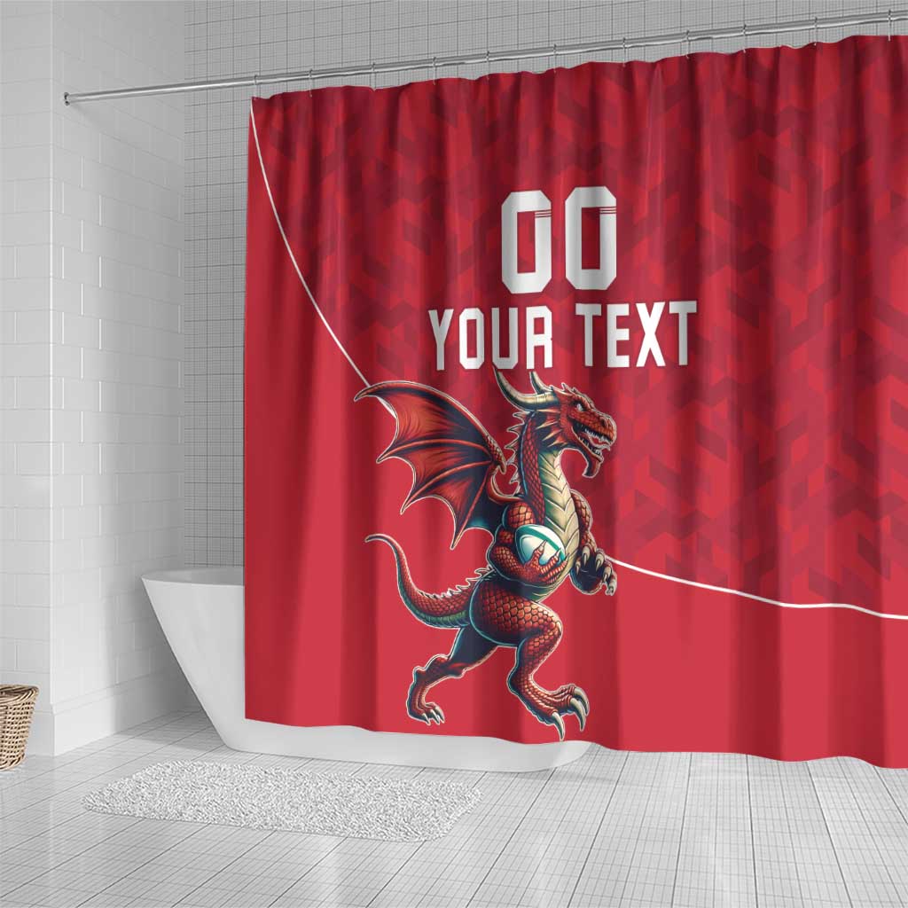 Custom Wales Rugby Shower Curtain Welsh Dragon Mascot Red Version LT18