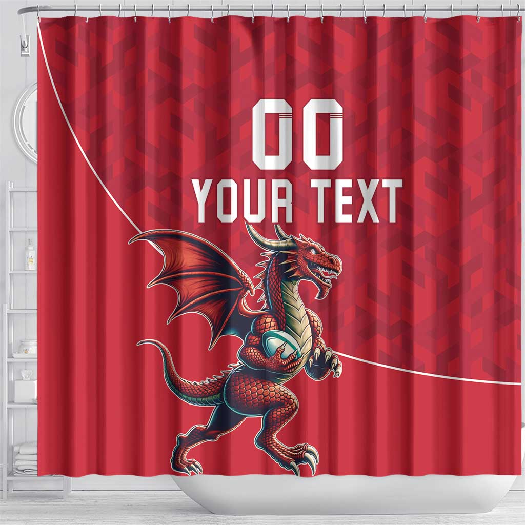 Custom Wales Rugby Shower Curtain Welsh Dragon Mascot Red Version LT18
