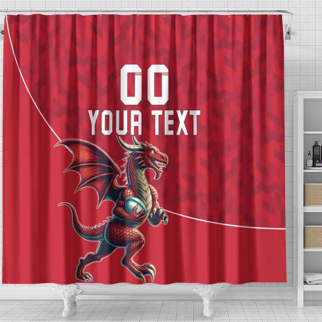 Custom Wales Rugby Shower Curtain Welsh Dragon Mascot Red Version LT18