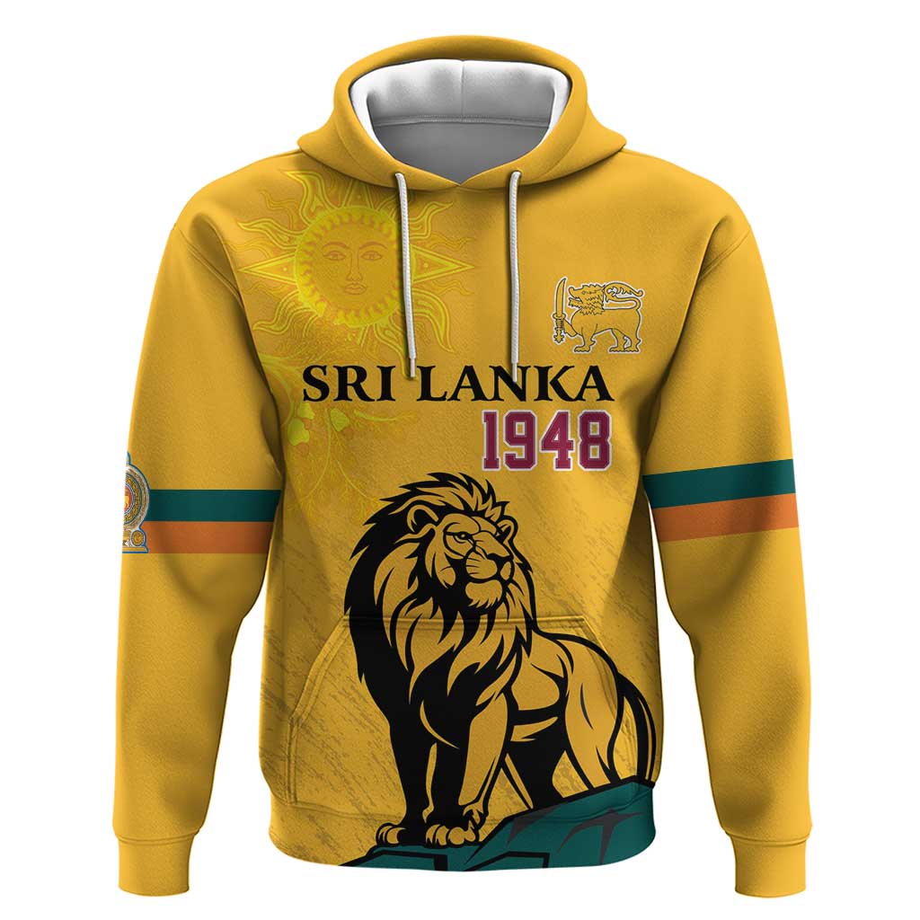 Personalized Sri Lanka Independence Day 1948 Hoodie Lion With Traditional Sun Face LT18