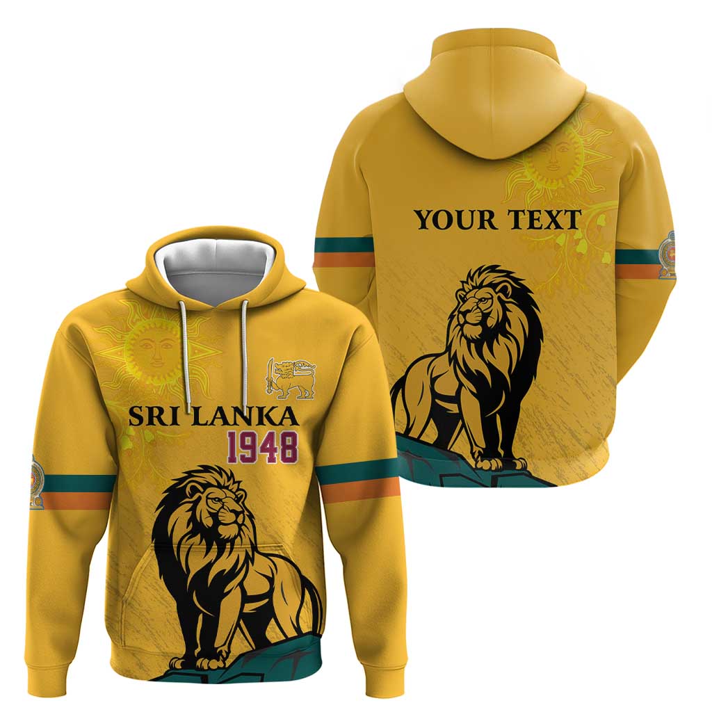 Personalized Sri Lanka Independence Day 1948 Hoodie Lion With Traditional Sun Face LT18