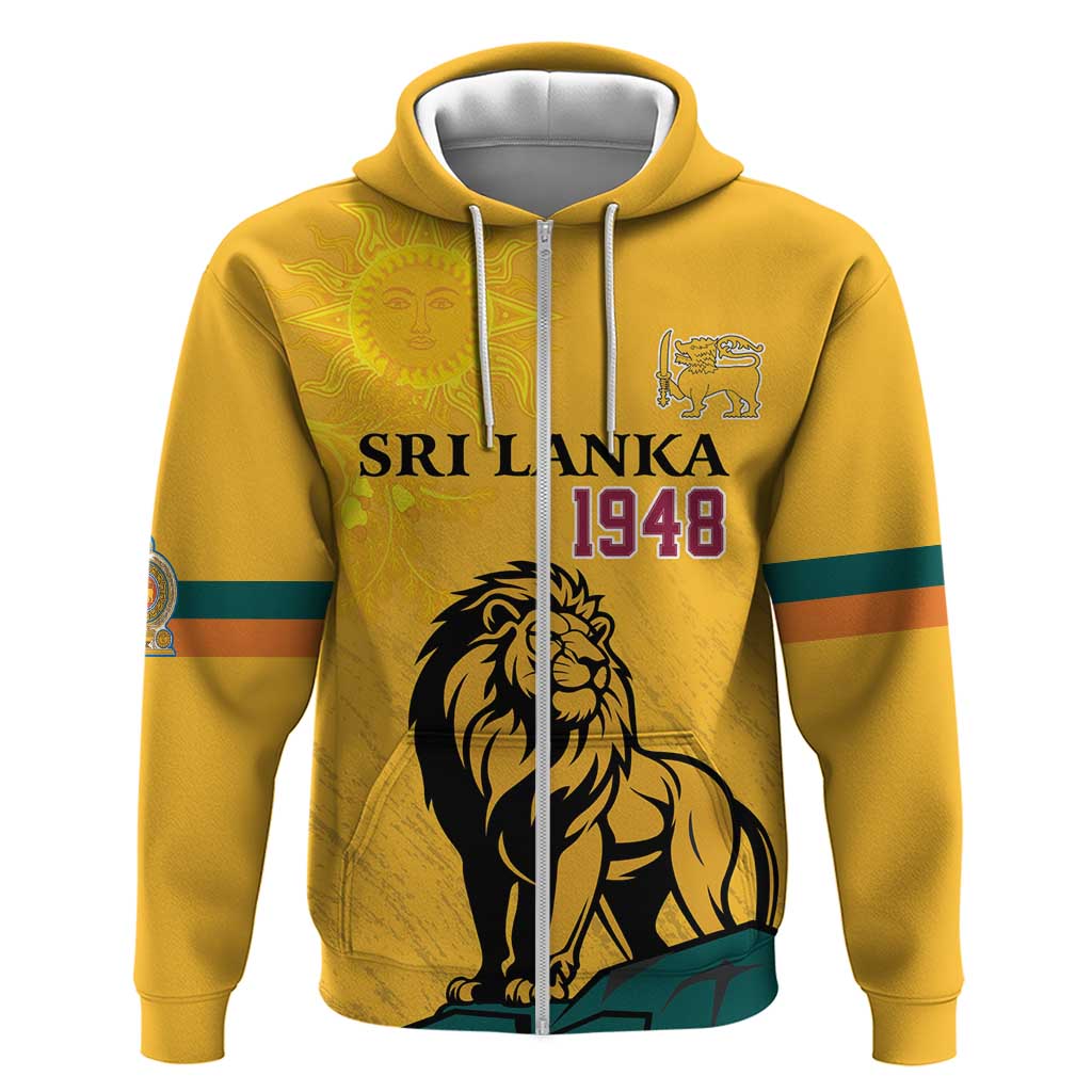 Personalized Sri Lanka Independence Day 1948 Hoodie Lion With Traditional Sun Face LT18