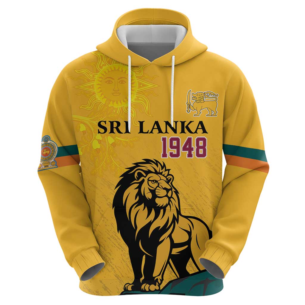 Personalized Sri Lanka Independence Day 1948 Hoodie Lion With Traditional Sun Face LT18