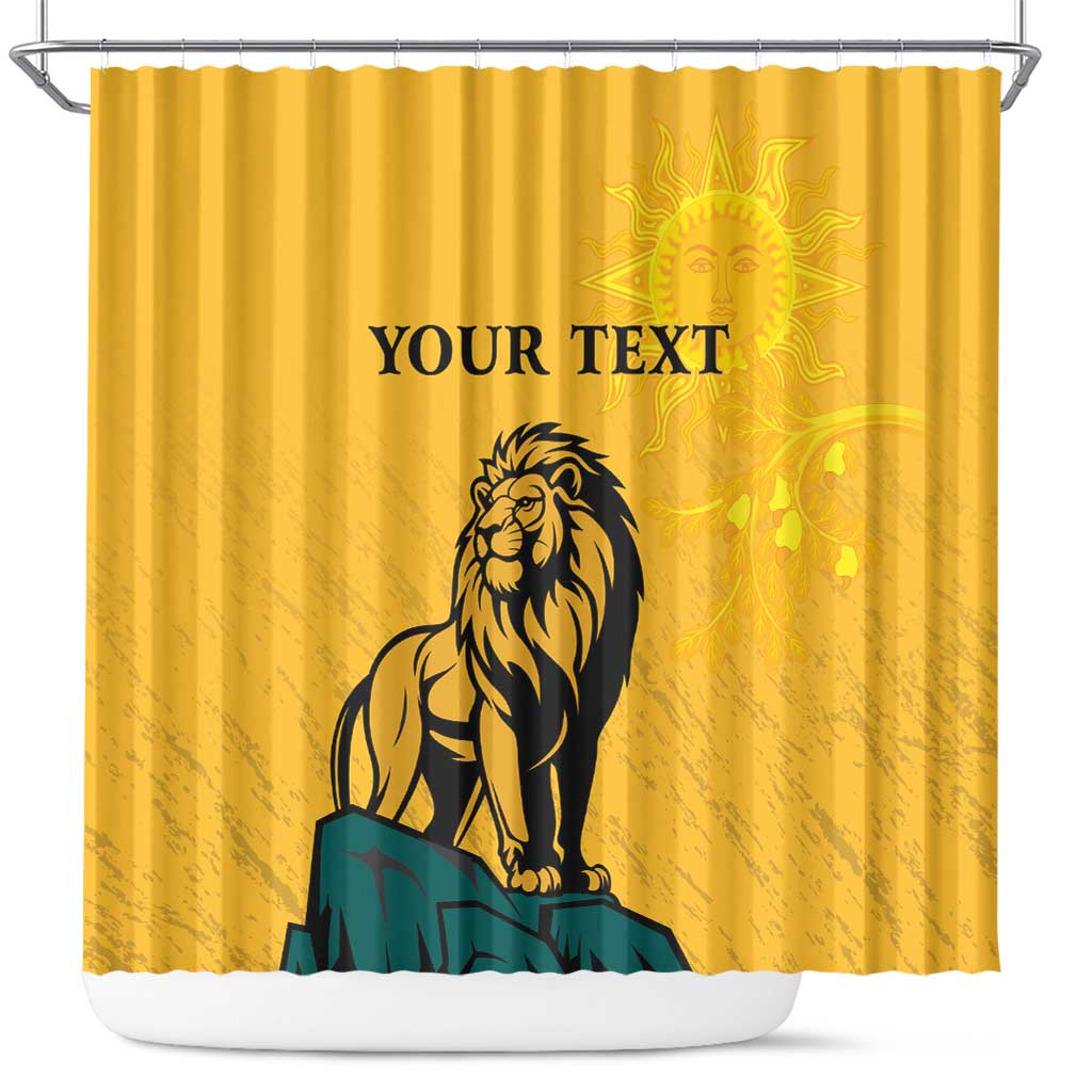Personalized Sri Lanka Independence Day 1948 Shower Curtain Lion With Traditional Sun Face LT18