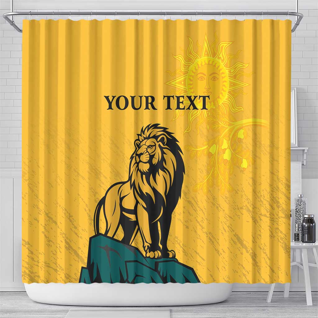 Personalized Sri Lanka Independence Day 1948 Shower Curtain Lion With Traditional Sun Face LT18