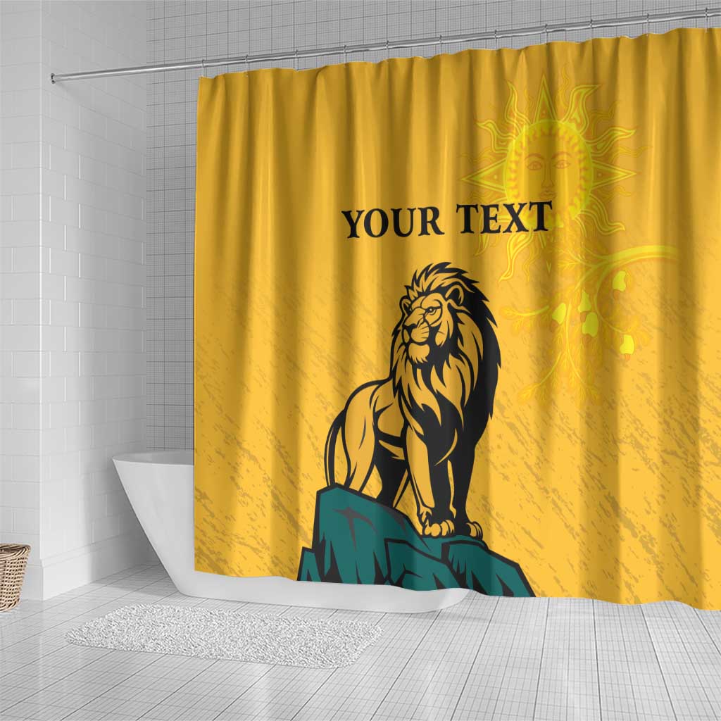 Personalized Sri Lanka Independence Day 1948 Shower Curtain Lion With Traditional Sun Face LT18