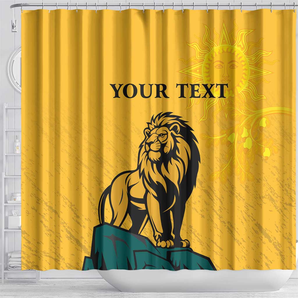 Personalized Sri Lanka Independence Day 1948 Shower Curtain Lion With Traditional Sun Face LT18