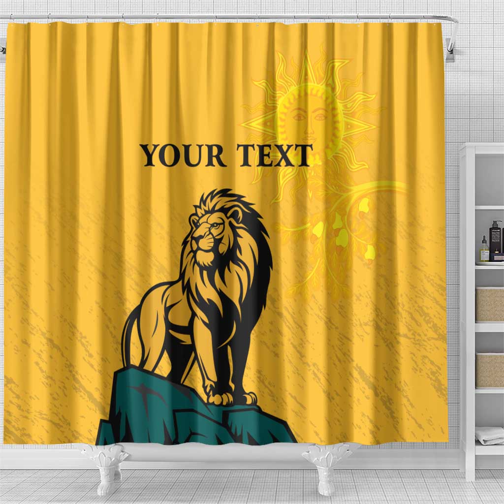 Personalized Sri Lanka Independence Day 1948 Shower Curtain Lion With Traditional Sun Face LT18