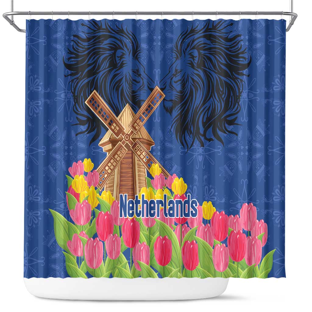 Netherlands Lion Shower Curtain Tulip And Windmill LT18
