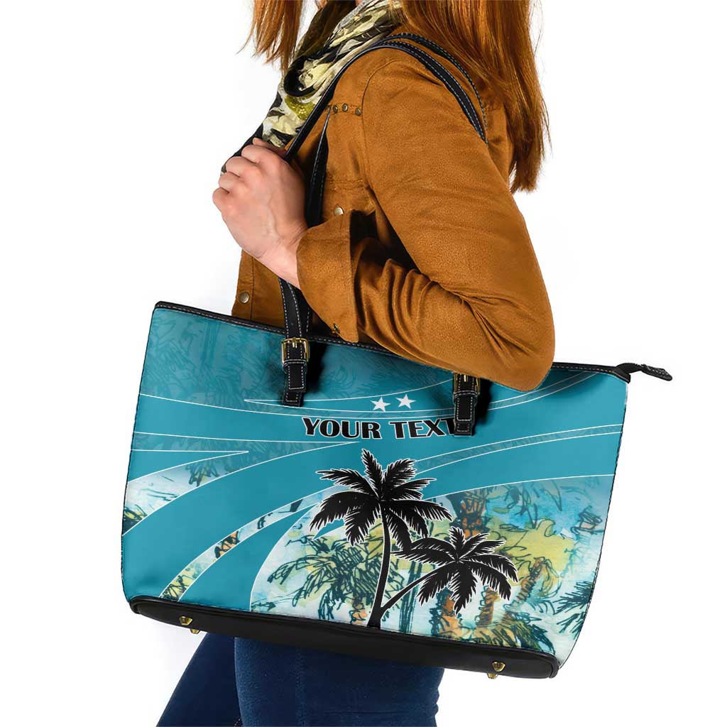 Personalized Saint Kitts and Nevis Coconut Palm Tree Leather Tote Bag LT18