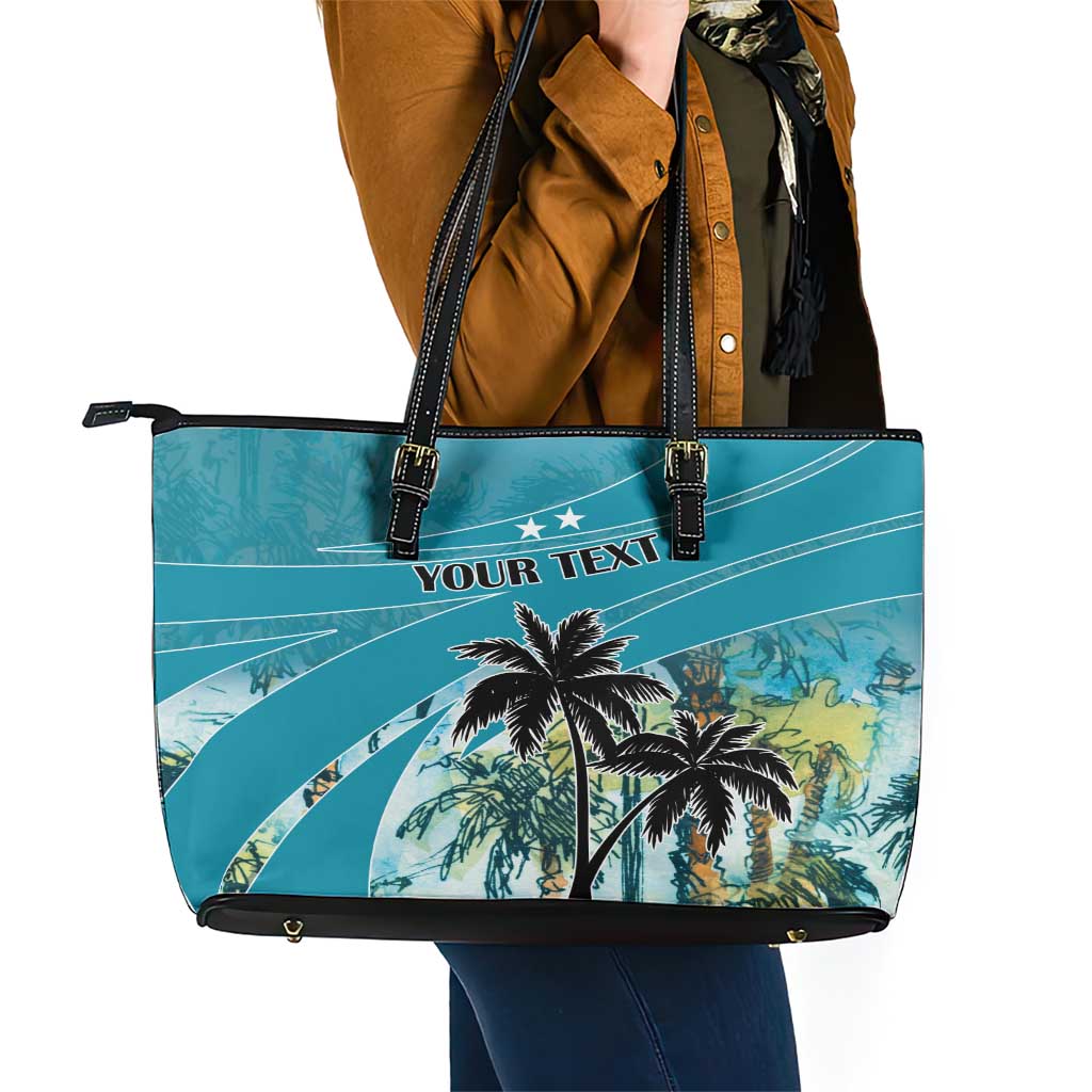 Personalized Saint Kitts and Nevis Coconut Palm Tree Leather Tote Bag LT18