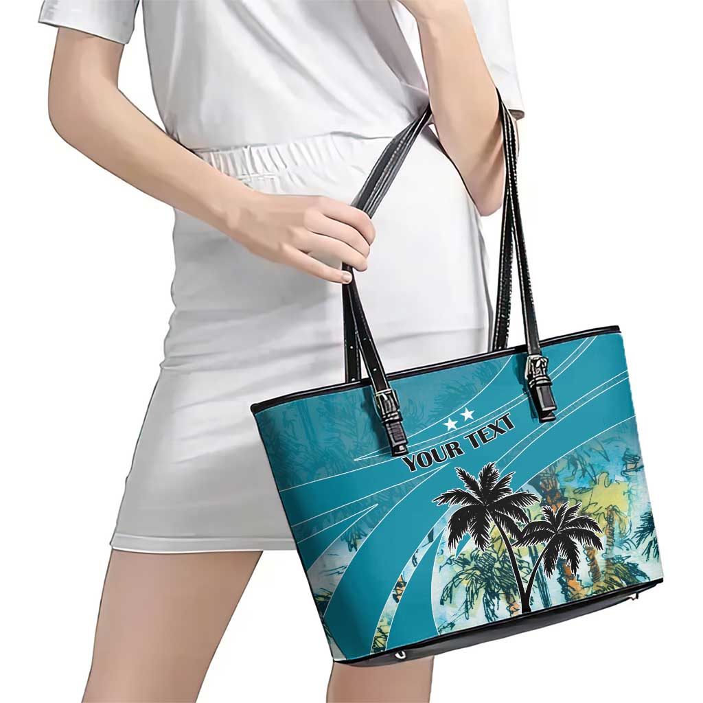 Personalized Saint Kitts and Nevis Coconut Palm Tree Leather Tote Bag LT18