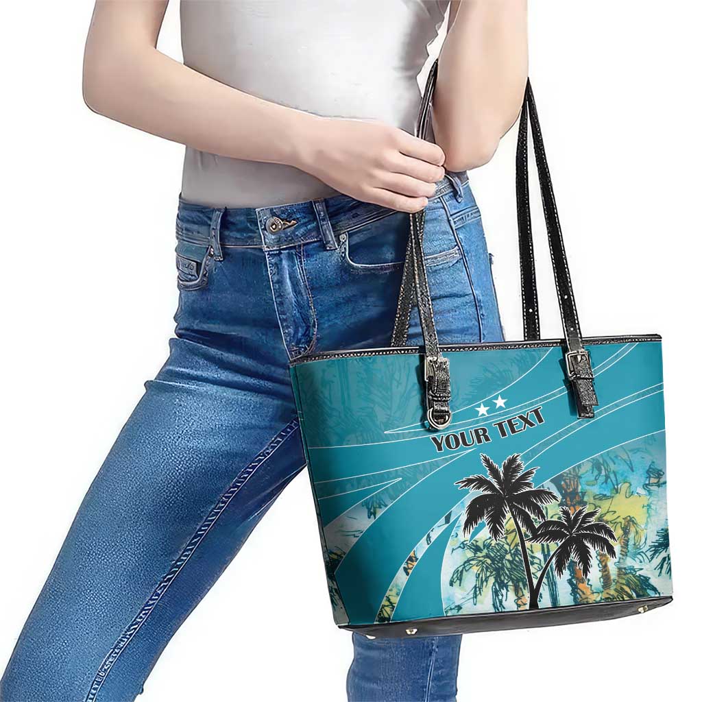 Personalized Saint Kitts and Nevis Coconut Palm Tree Leather Tote Bag LT18