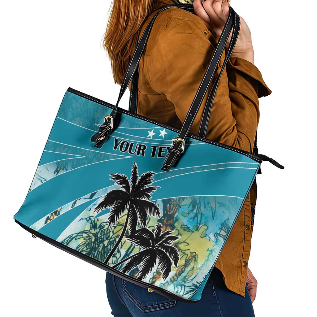 Personalized Saint Kitts and Nevis Coconut Palm Tree Leather Tote Bag LT18