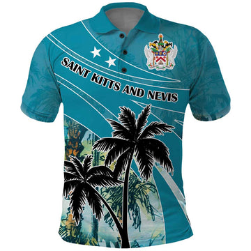 Personalized Saint Kitts and Nevis Coconut Palm Tree Polo Shirt LT18