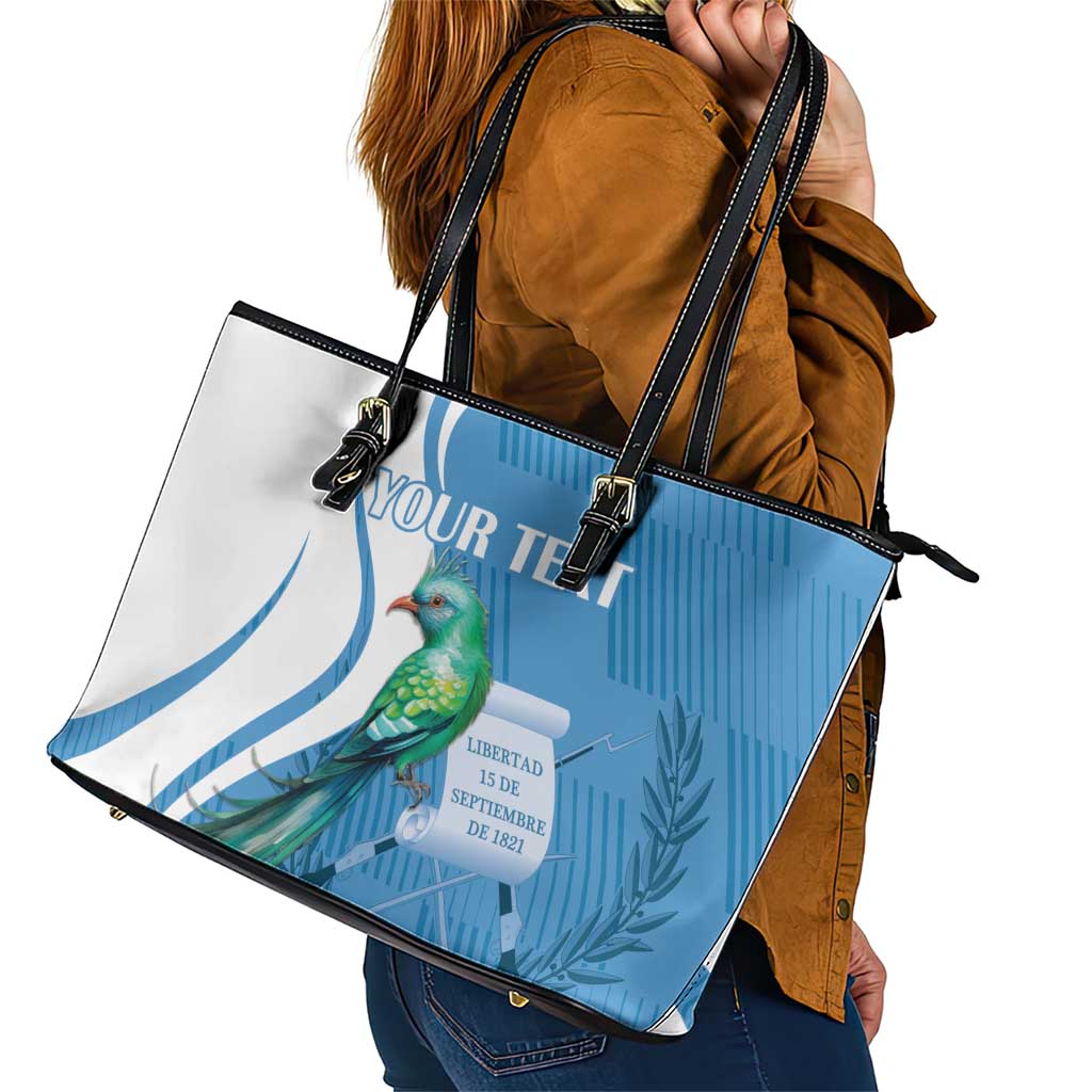 Personalized Guatemala Independence Day Leather Tote Bag Since 1821 With Quetzal Bird LT18