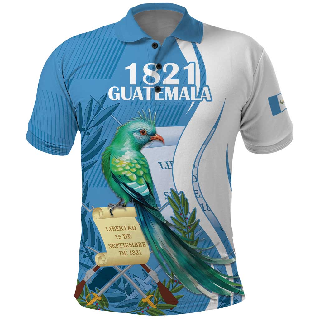Personalized Guatemala Independence Day Polo Shirt Since 1821 With Quetzal Bird LT18