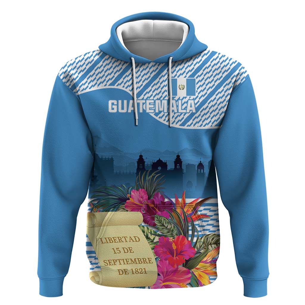 Personalized Guatemala Independence Day Hoodie With Tropical Flower LT18