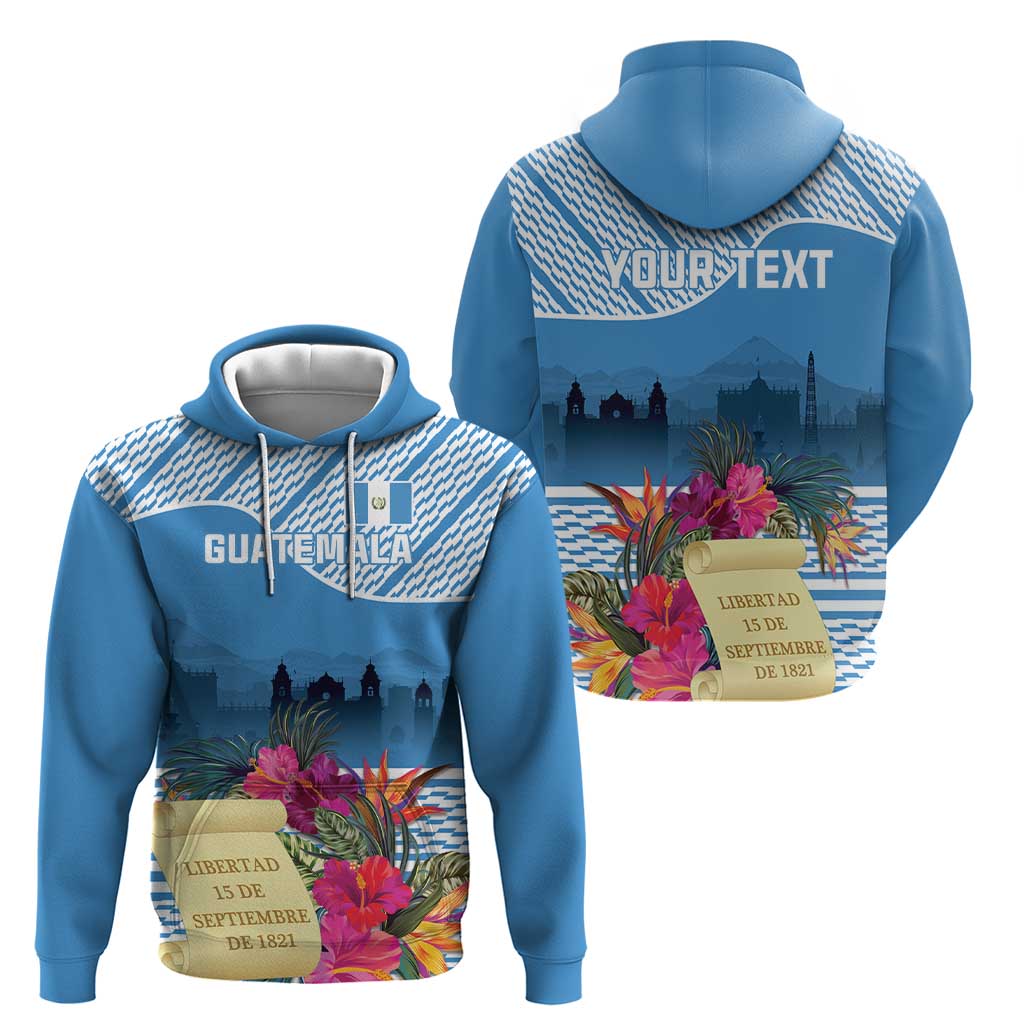Personalized Guatemala Independence Day Hoodie With Tropical Flower LT18