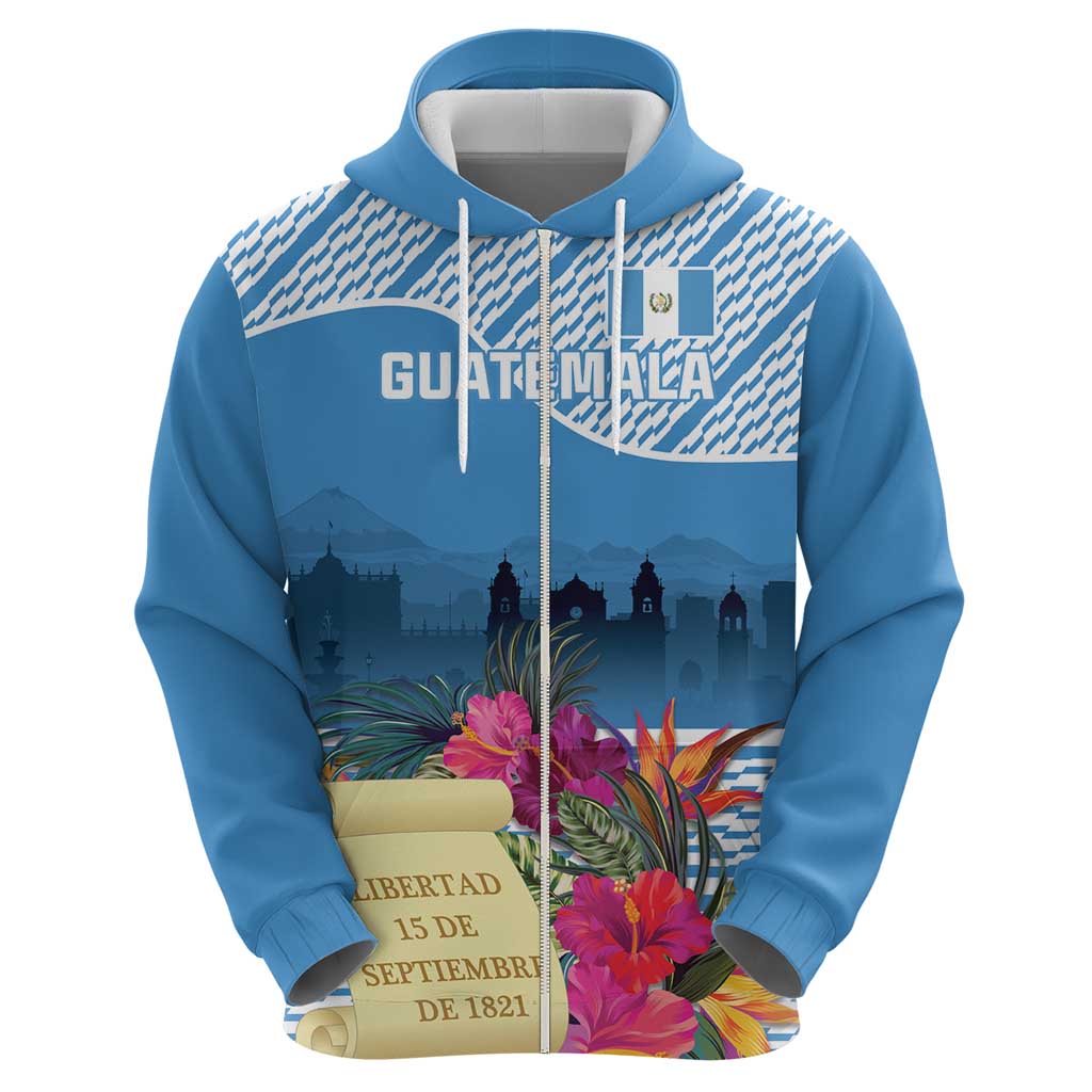 Personalized Guatemala Independence Day Hoodie With Tropical Flower LT18