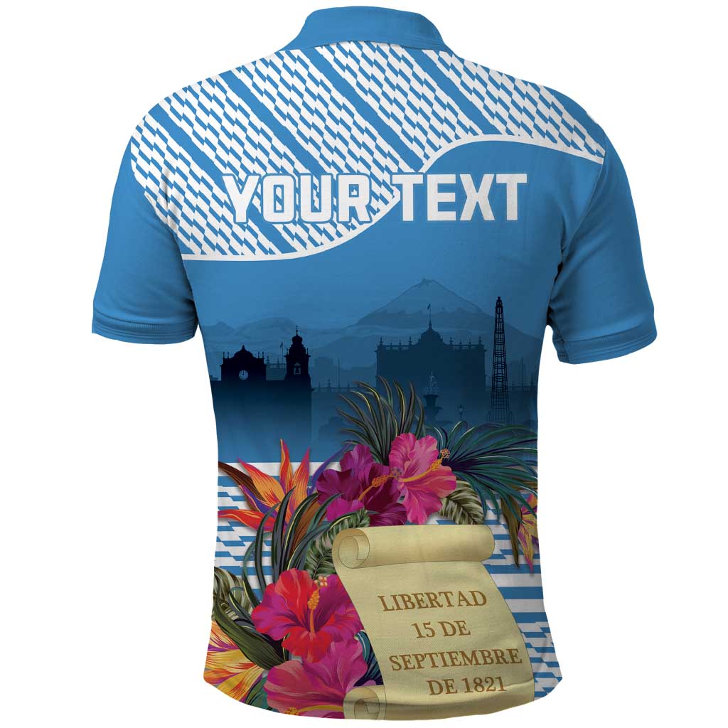 Personalized Guatemala Independence Day Polo Shirt With Tropical Flower LT18