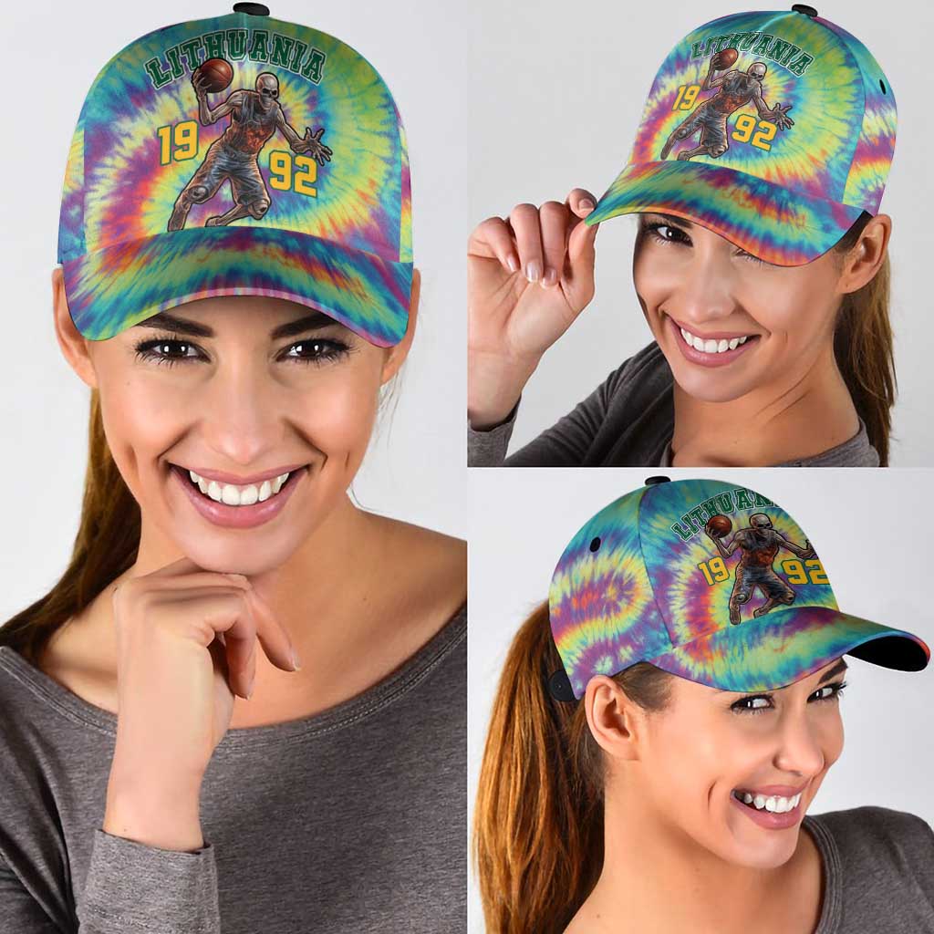 Lithuania Basketball Skeleton 1992 Classic Cap Tie Dye Pattern LT18