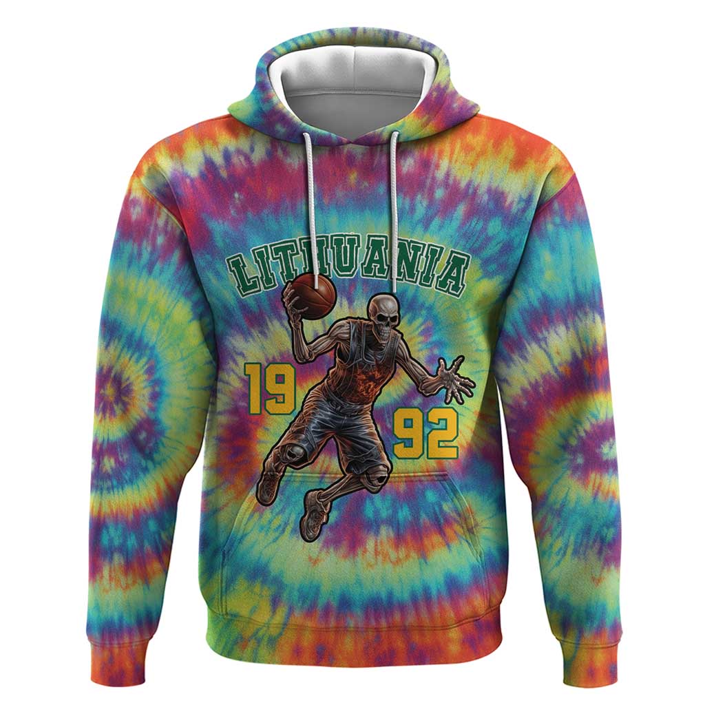 Custom Lithuania Basketball Skeleton 1992 Hoodie Tie Dye Pattern LT18