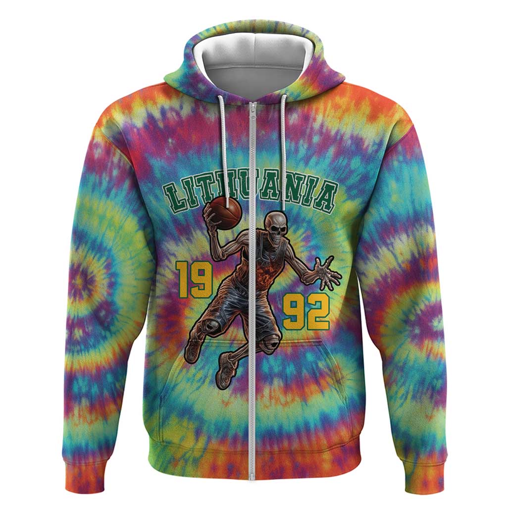 Custom Lithuania Basketball Skeleton 1992 Hoodie Tie Dye Pattern LT18
