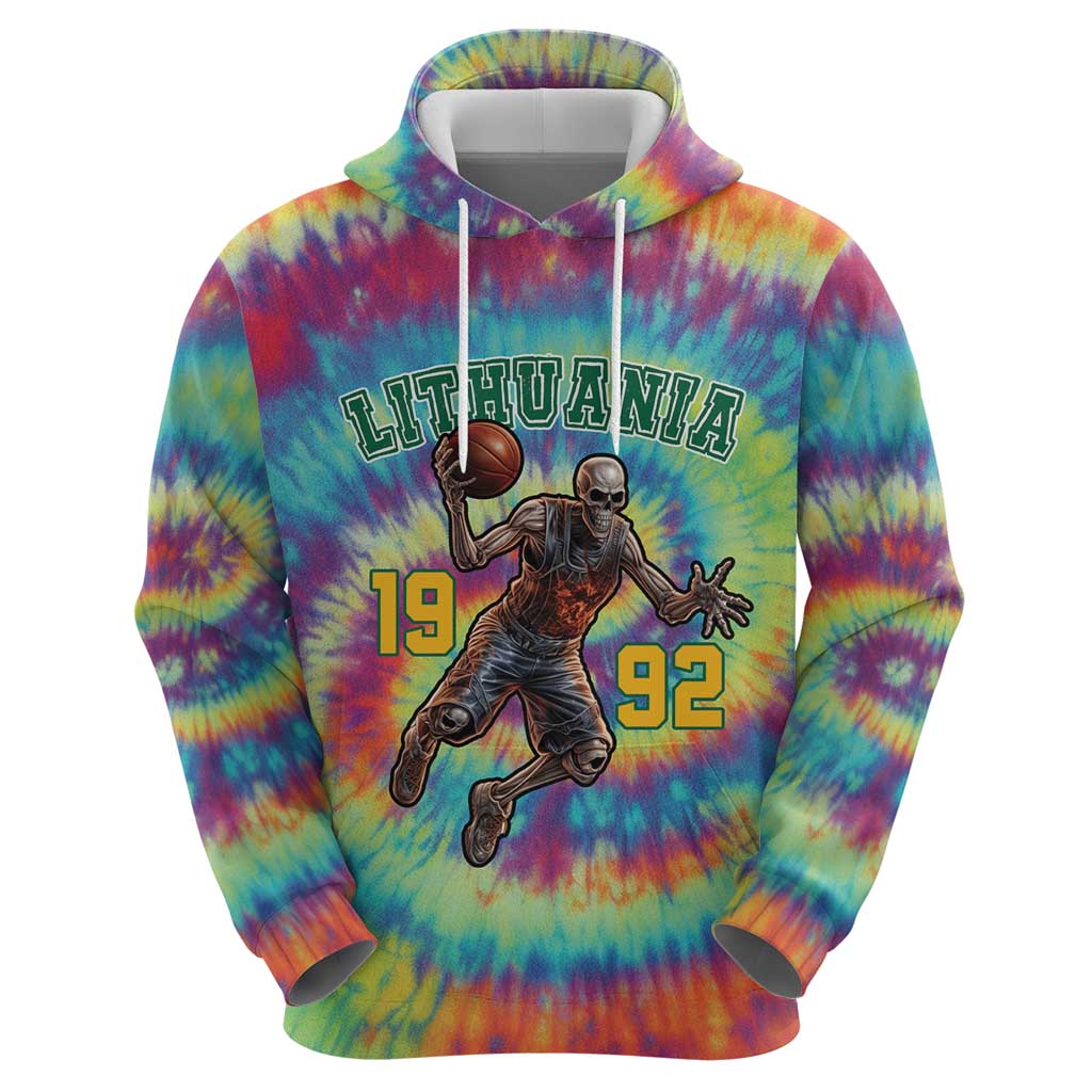 Custom Lithuania Basketball Skeleton 1992 Hoodie Tie Dye Pattern LT18