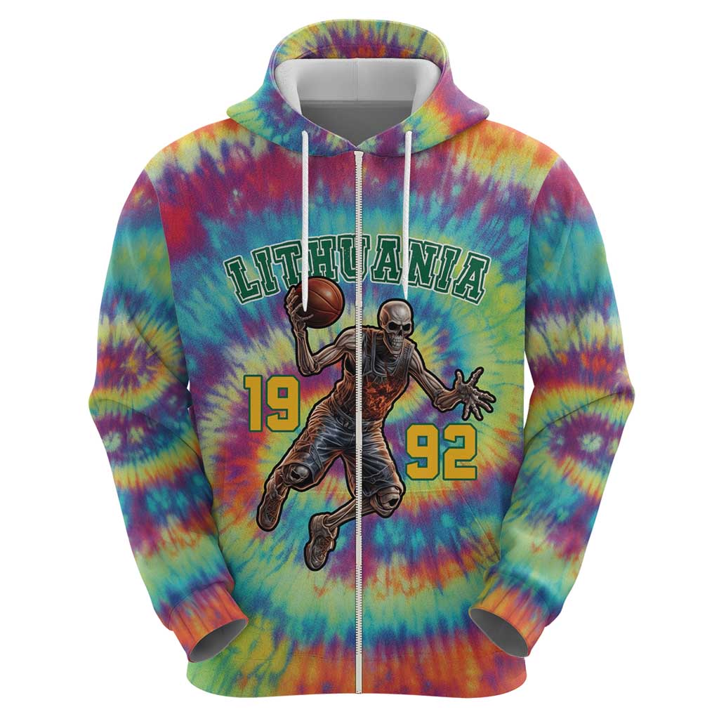 Custom Lithuania Basketball Skeleton 1992 Hoodie Tie Dye Pattern LT18