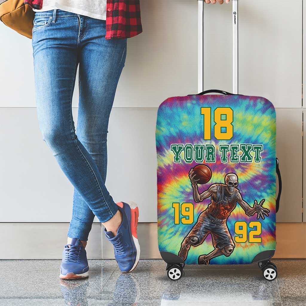 Custom Lithuania Basketball Skeleton 1992 Luggage Cover Tie Dye Pattern LT18