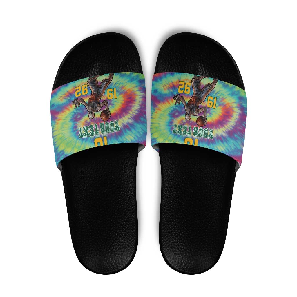 Custom Lithuania Basketball Skeleton 1992 Slide Sandals Tie Dye Pattern LT18