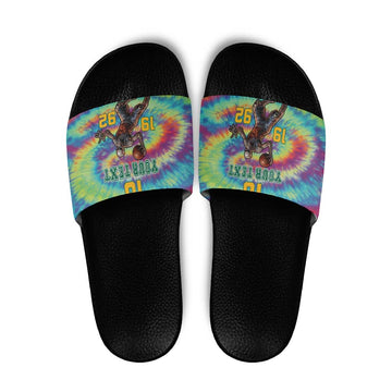Custom Lithuania Basketball Skeleton 1992 Slide Sandals Tie Dye Pattern LT18